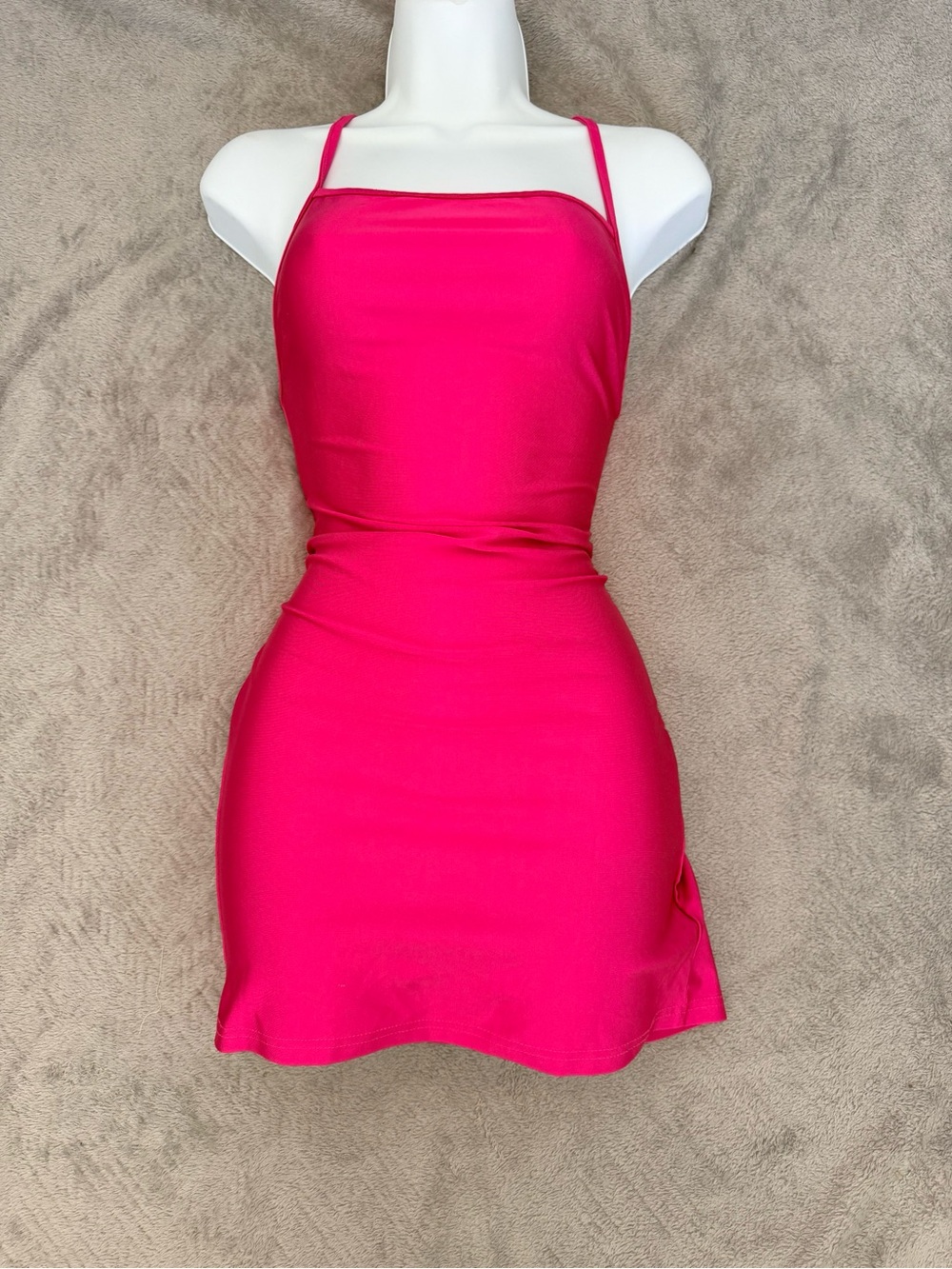 Hot Pink Strappy Bodycon Dress | BarbieCore
